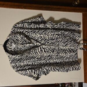 Zebra Print Button-Up Blouse